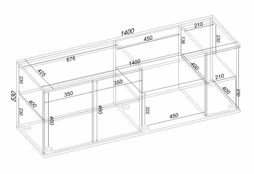 Тумба TV Ketrin К-10, Бетон, 1400/425/530 (85135273) - Континент фото