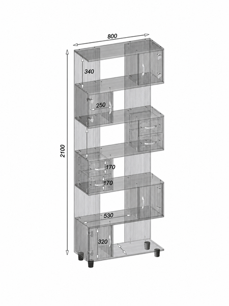 Розпродаж Стелаж ОС-4 (висув. ящики) , Горіх Екко, 800х320х2092 (85459019) - Континент фото