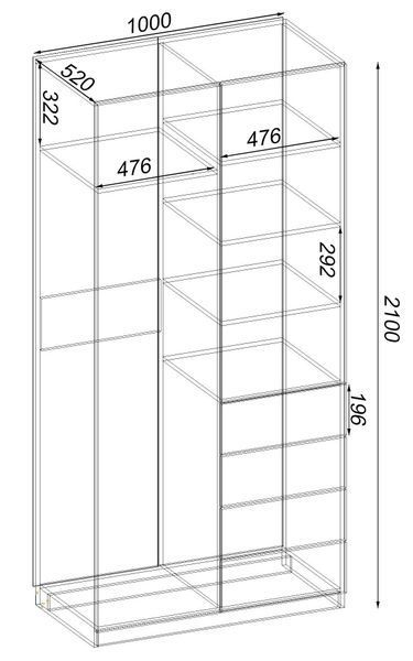 copy_Шафа Крістал 1, Бетон, 1000х520х2100 (copy_79618625) - Континент фото