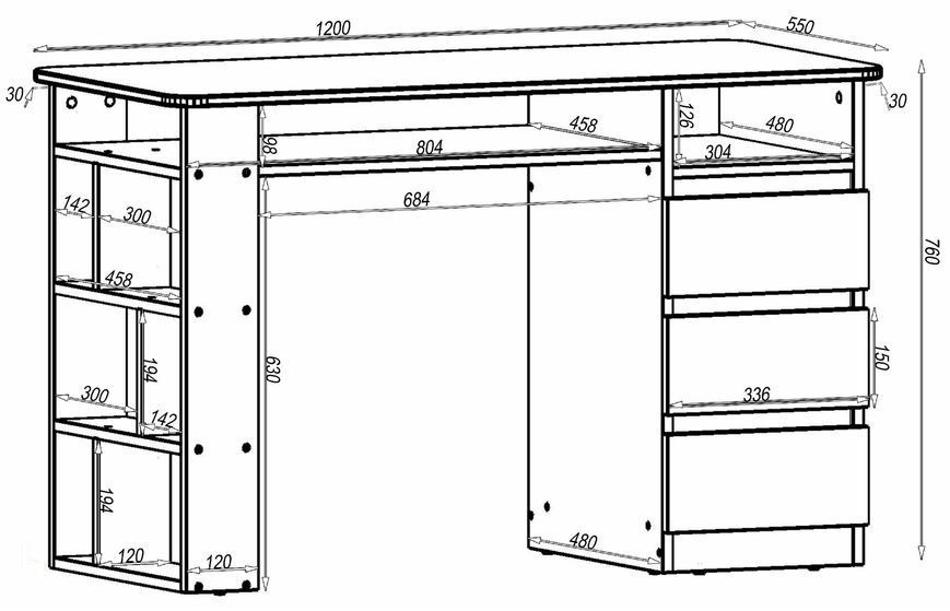 Стіл манікюрний СМ-2, Білий, 1200/550/760 (82955340) - Континент фото