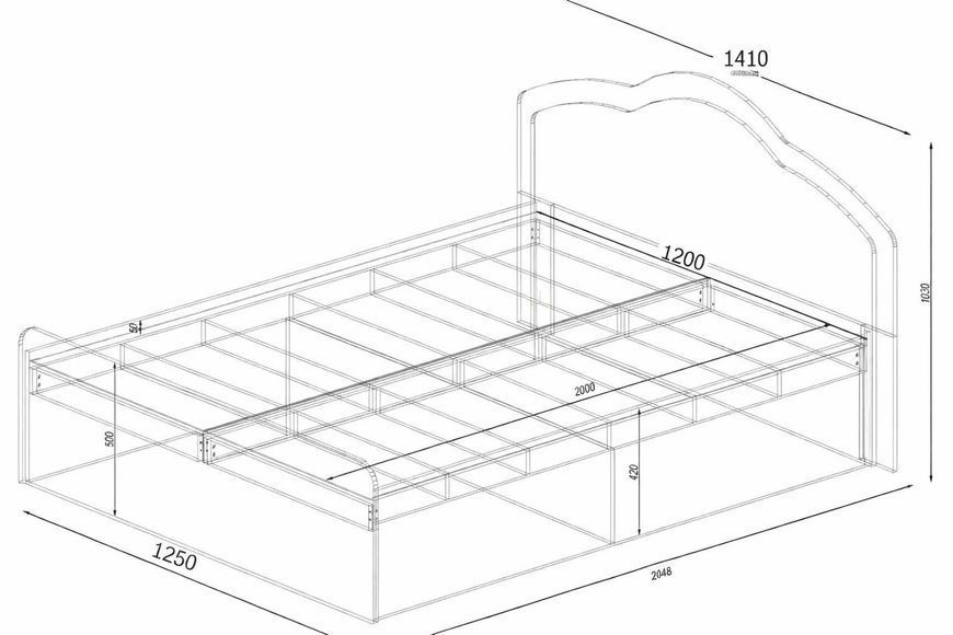 Ліжко Діана двоспальне, Антрацит, 2048х1410х1030 (52939108) - Континент фото